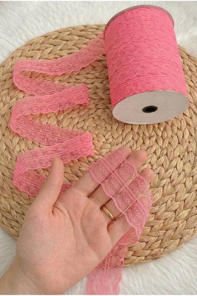 ZEYMERADE Panglică de dantelă cu două straturi de 10 mt Dusty Rose pentru fes...