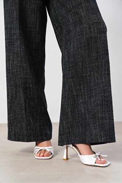 NİŞANTAŞI SHOES Lilith Sedef Satin Bow Detail Women Heeled Shoes