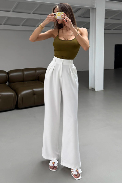 Hersteller Spodnie palazzo z szerokimi nogawkami i wysokim stanem