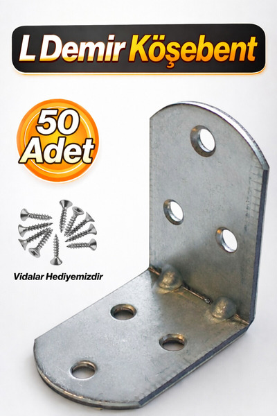 Badem10 L Demir Gönye 50 Adet Oval Başlı 30x45x45 mm Mobilya Köşe Birleştirme...
