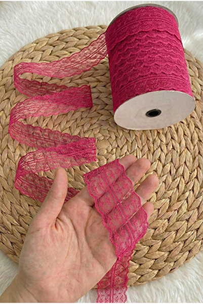 ZEYMERADE Panglică de dantelă cu două straturi de 10 metri, fucsia, pentru fe...