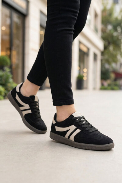 SOHO Black Suede-Beige Women's Sneaker 21328