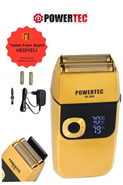 POWERTEC TR-550 Şarjlı Günlük Sakal Sinekkaydı Tıraş Hassas Düzeltici Döner B...