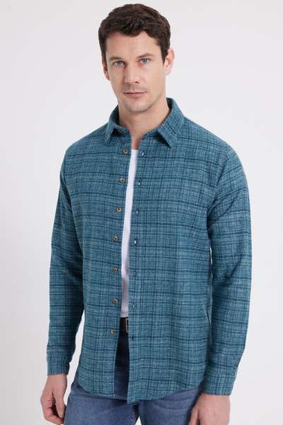 Tudors Men's Slim Fit slim fit checkered winter lumberjack shirt