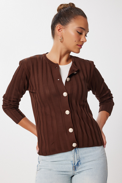 Happiness İstanbul Dore Düğmeli Merserize Triko Hırka