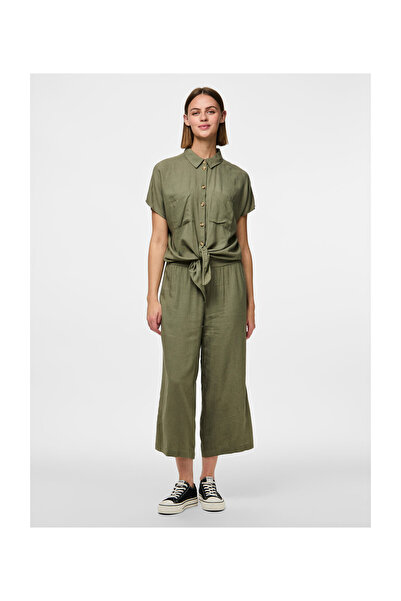 PIECES Πράσινο παντελόνι Deep Lichen για γυναίκες και κορίτσια