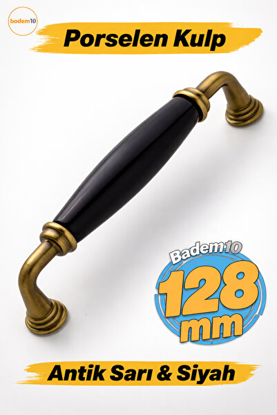 Badem10 Kapadagi porcelanska antikvitetna žuto-crna ručka za kuhinjske ormari...