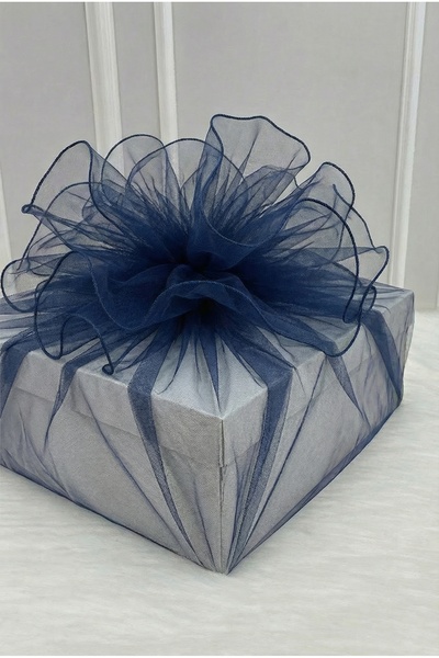 ZEYMERADE Bohça Decoration Tulle Navy Blue, Overlock Edge, Dowry Bride Groom ...