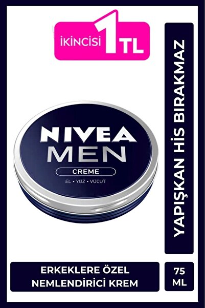 NIVEA MEN Erkek Nemlendirici Bakım Creme 75ml, El Yüz ve Vücut, Erkeksi Koku,...