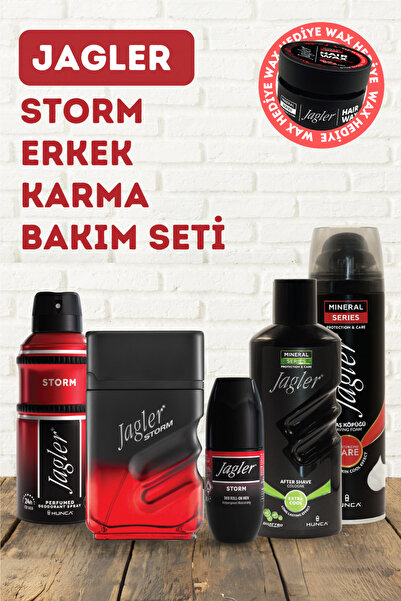 Jagler Storm Erkek Karma Bakım Seti (Parfüm-Deodorant-Rollon-Tıraş Köpüğü-Tır...