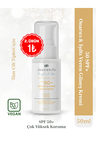 Jeuvenile SPF 50+ Onarıcı & Işıltı Veren Güneş Kremi – Ceramide & Vitamin C K...