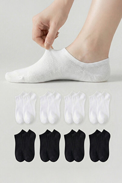 Trendyol Collection Schwarz-weiße 8-teilige einfarbige Jacquard-Stricksocken ...