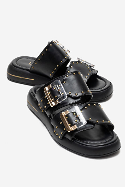 LuviShoes Ženske papuče ZALEI crne prozirne kopče