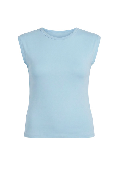 Trendyol Curve Light Blue Viscose Ribbed Flexible Comfortable Basic Knitted P...