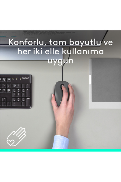logitech M100 USB Kablolu 1000 DPI Mouse, Siyah 910-006652
