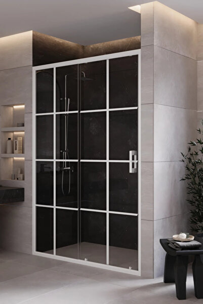 MONAQUA Arteko Duşakabin Ön Cephe, 1 Sabit 1 Kayar - Beyaz Profil - Karolaj B...