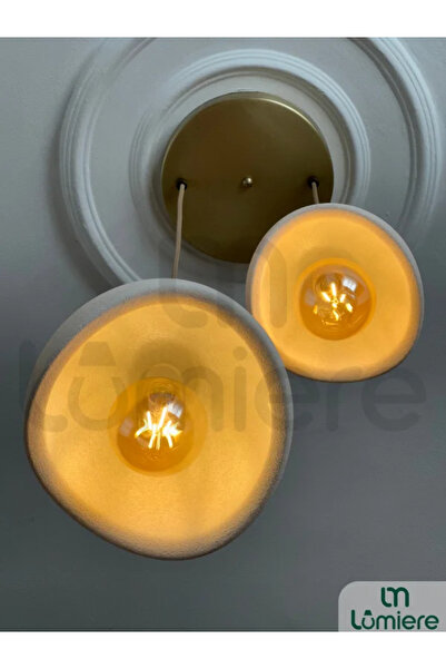 lumiere Design Beton Görünümlü Iskandinav & Bohem Tarz 2’li Sarkıt Avize-Prof...