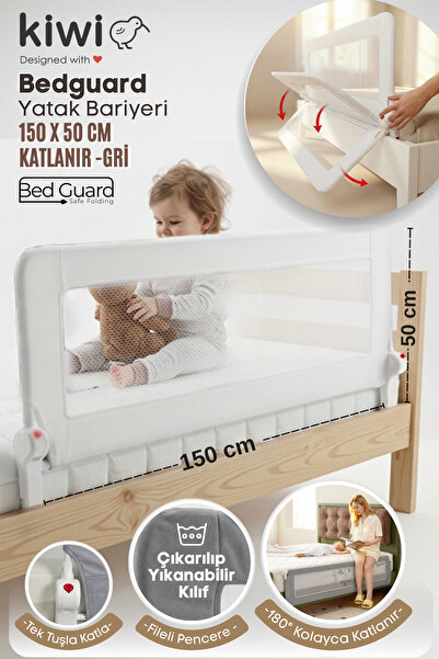Kiwi Baby Safety Bed Barrier – Foldable Child Sleeping Bed Railing, Anti-Fall...