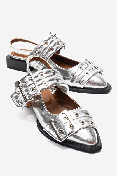 LuviShoes Paloma Women's Sandals - Silver Skin and Buckle