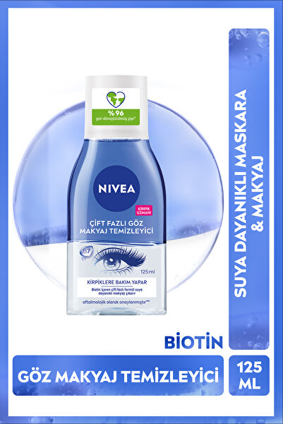NIVEA Çift Fazlı Göz Makyaj Temizleyici 125 ml,Biotin,Kirpik Bakımı,Suya Daya...