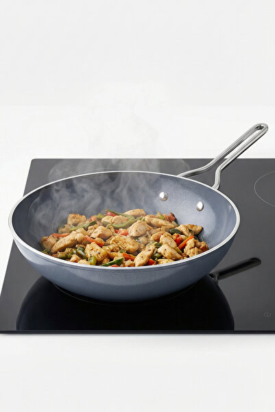 Taç Sera Feel Seramik Yanmaz Yapışmaz Wok Tava 28 cm / Gri