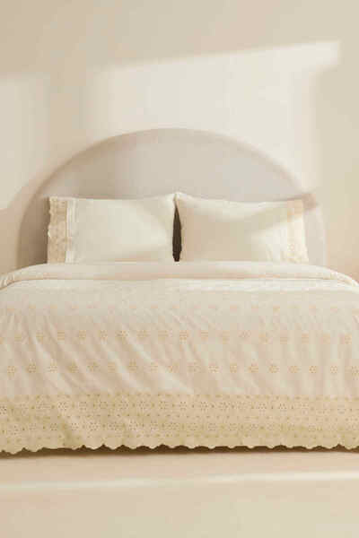 Karaca Home طقم غطاء لحاف مزدوج مطرز من لاكيرا، لون إكرو