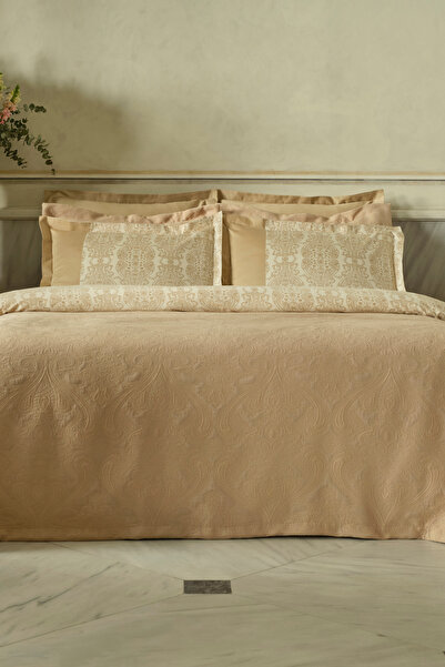 Karaca Home Maren Double Duvet Cover Set & Bedspread Set Beige