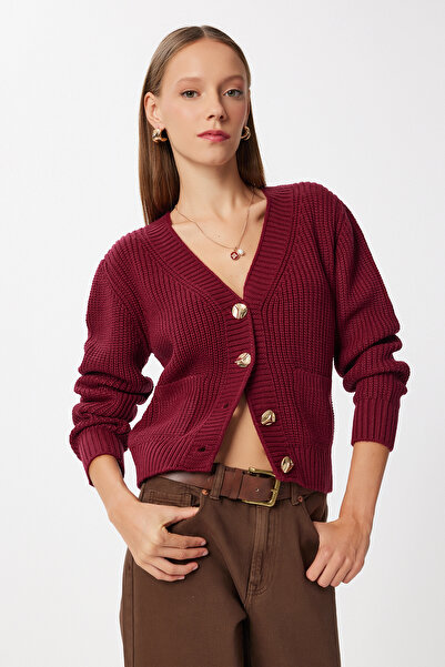 Happiness İstanbul Stilvolle Strickjacke mit Knöpfen und Taschen