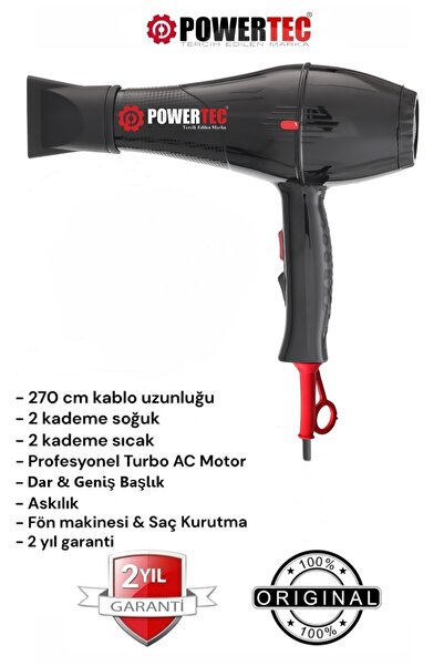 POWERTEC TR-701 Kuaför Tipi Profesyonel Fön Makinesi 2500 Performans