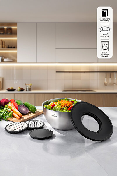 Emsan Demre 3 in 1 Siyah Çok Amaçlı Karıştırma ve Saklama Kabı