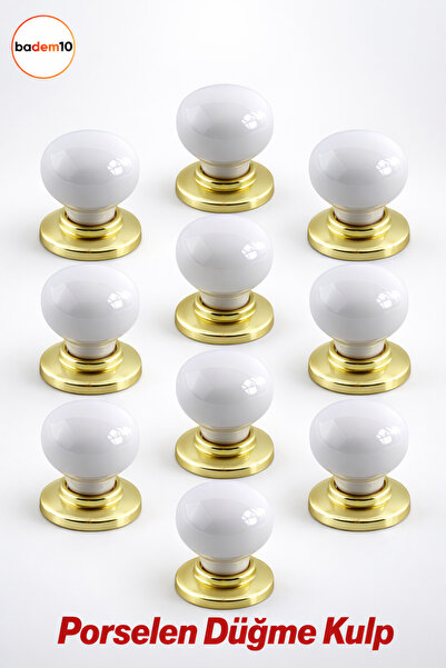 Badem10 10 komada Tere porcelanskog zlatnog i zlatno-belog gumba za namještaj...