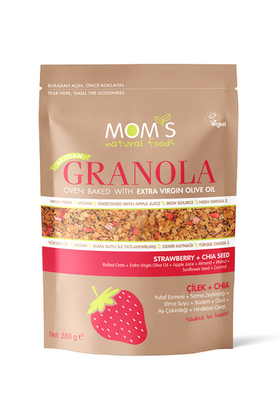 Mom's Natural Foods Çilek & Chia Granola 280 G