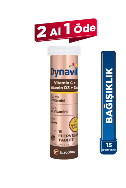 Dynavit Vitamin C & Vitamin D3 & Çinko 15 Efervesan Tablet - Şekersiz Portaka...