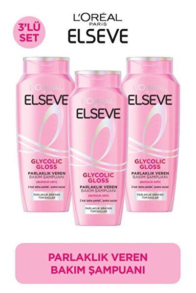 ELSEVE 3'lü Glycolic Gloss Core Parlaklık Veren Bakım Şampuanı 300ml