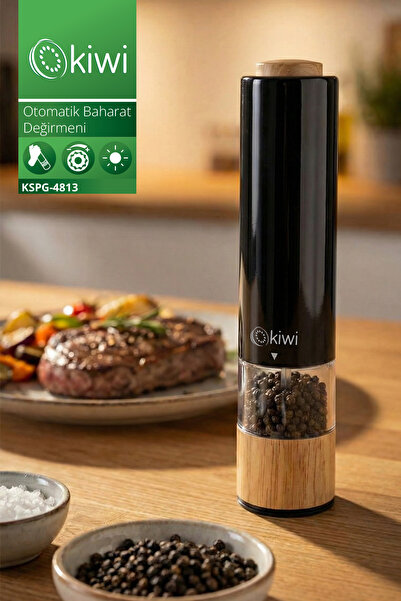 Kiwi مطحنة توابل ملح وفلفل أوتوماتيكية قابلة للتعديل مع بطارية خفيفة