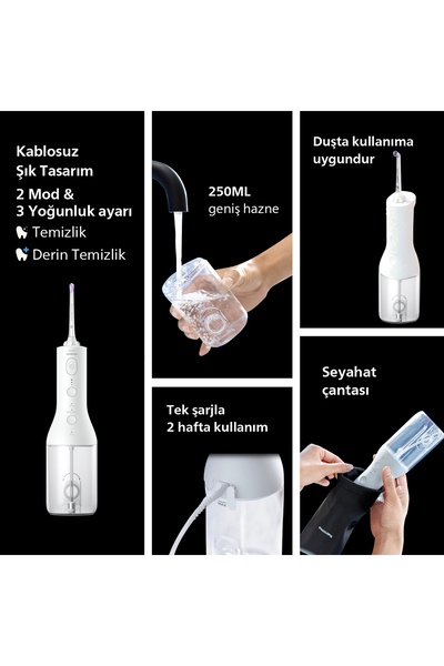 Philips Sonicare Power Flosser 3000 Ağız Duşu, Hızlı ve Etkili Diş Arası Temizliği, Beyaz, HX3826/31