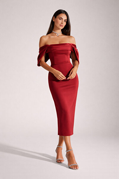 BETTY & SAM Rochie Feroa roșu închis cu umeri mici