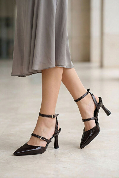 SOHO Brown Patent Leather Women's Classic Heeled Shoes 21383