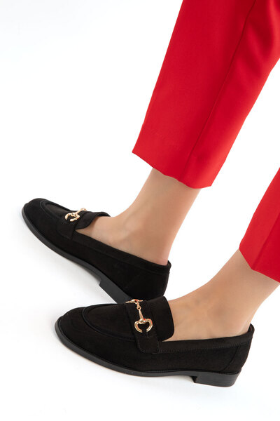 SOHO Black Suede Women's Loafer Shoes 21388