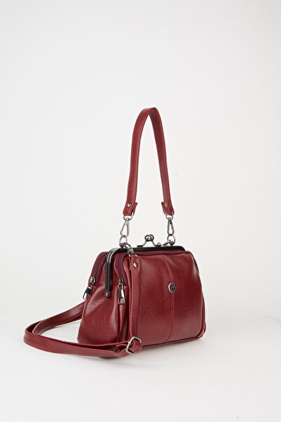 Vivaq Kadın Bordo Kelebek 4 Bölmeli Astarlı Burslu Ve Fermuar Kapama El Kol V...