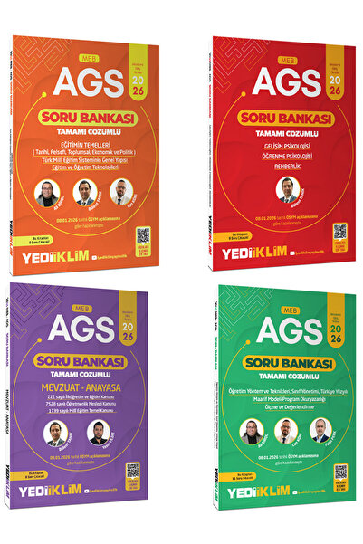 Yediiklim Yayınları 2026 MEB AGS Eğitimin Temelleri ,Mevzuat Anayasa, ÖYT Sın...