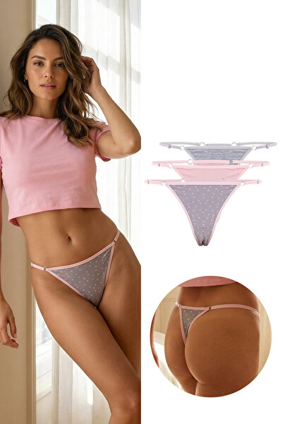 Trendyol Collection Rosa-Mehrfarbiges 3-teiliges Single-Jersey-Tanga-Höschen ...