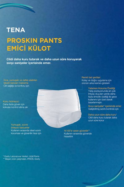 TENA ProSkin Pants Night Super Geceye Özel Emici Külot 7.5 Damla M - 30'lu 1 Paket (30 Adet)