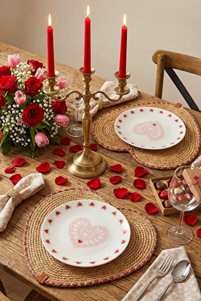 TRENDYOLMİLLA HOME Set de 2 servicii americane în formă de inimă cu aspect de...