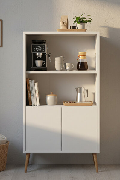 Monte Sehpa Luce 2 Raflı Kahve Köşesi Çok Amaçlı Mutfak Dolabı