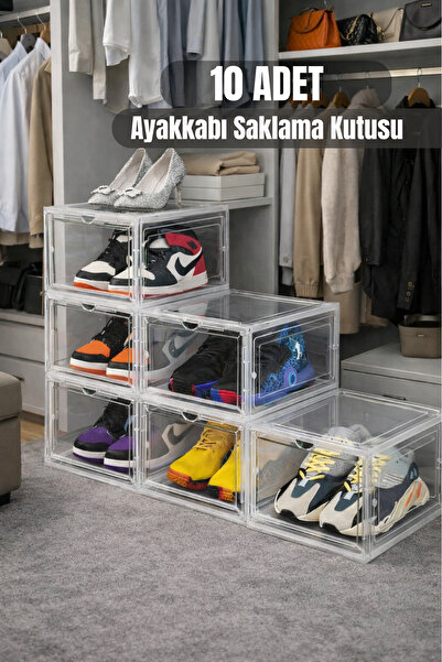 Metsar Home 10’lu Lüx Ayakkabı Kutusu – Kapaklı, İstiflenebilir & Dolap Ayakk...