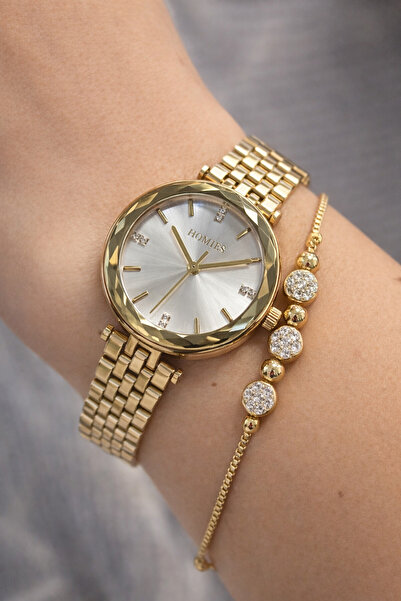 Homies Kadın Kol Saati Küçük Kasa Hediyelik Kutusu ve Bileklik.