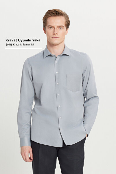 AC&Co / Altınyıldız Classics Men's Gray Cotton Tailored Slim Fit Slim-Fit Cla...