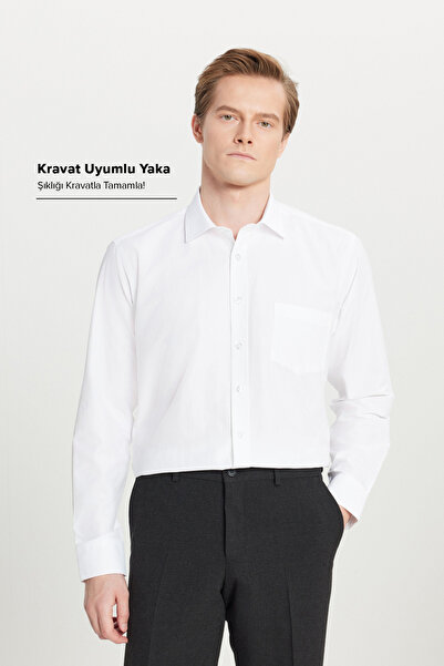 AC&Co / Altınyıldız Classics Λευκό πουκάμισο Comfort Fit - Ανδρικό, Άνετη εφα...