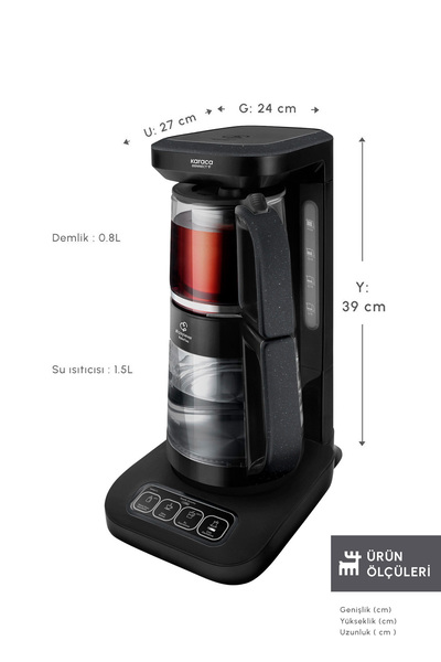 Karaca Robotea Pro Connect 4 in 1 Konuşan Cam Çay Makinesi Graphite